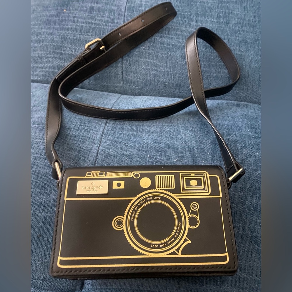 Kate Spade New York Crossbody Shoulder Leather Bag - Black Camera